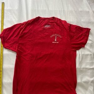 Gildan Red Short-Sleeve Tee with Small Lighthouse Graphic